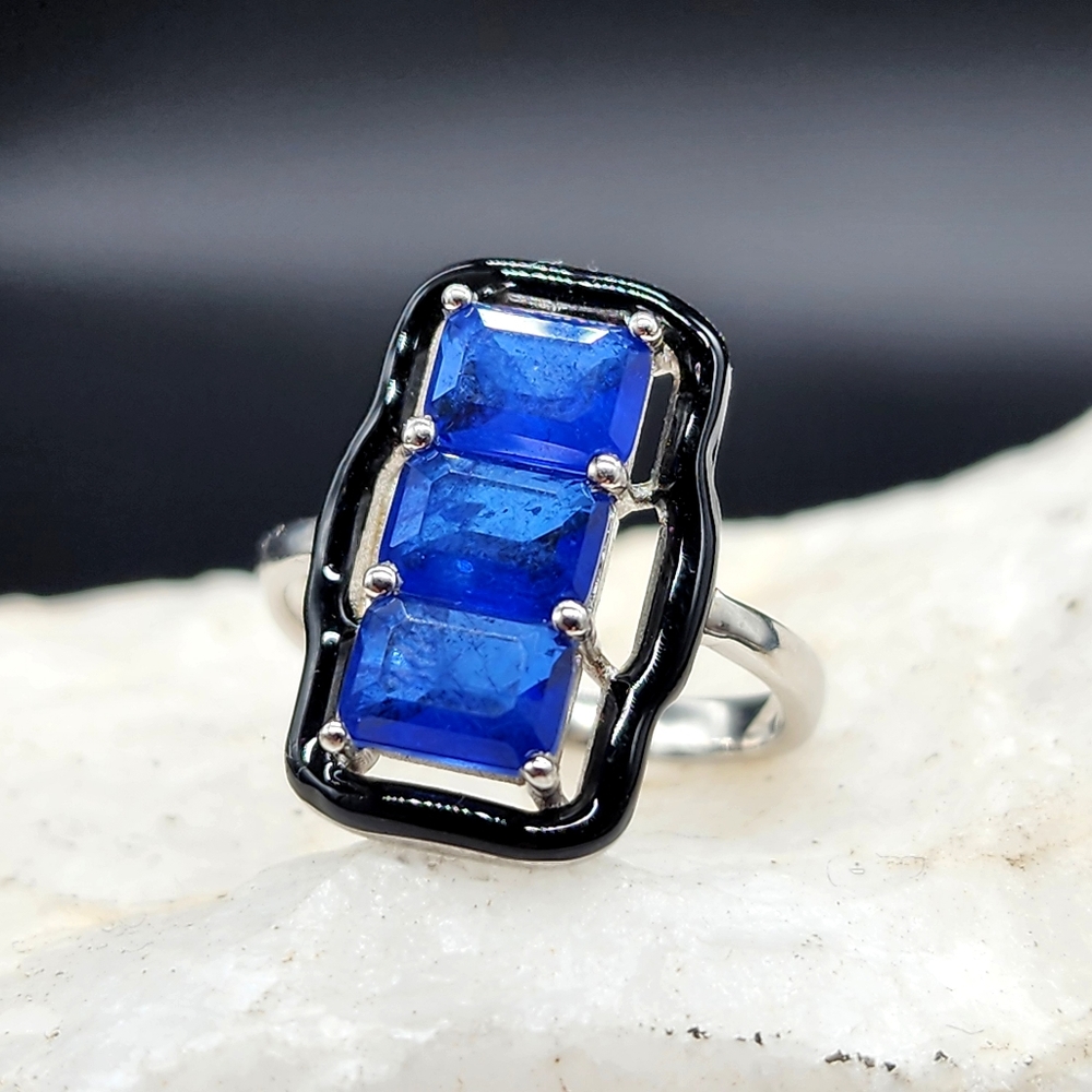 Sterling Silver 925 Ring Raw Sapphire Genstone Unique Silversmith